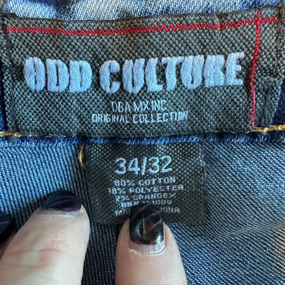 🔥 ODD Culture Distressed Skinny Jeans 34x32 Acid Wash Ripped Stretch